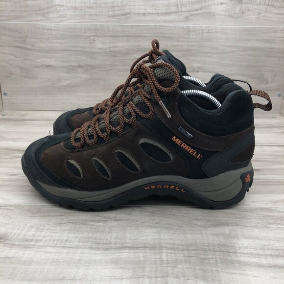 Merrell Hiking Shoes Mens 9 Brown Black Suede Outdoor Boots main image 4